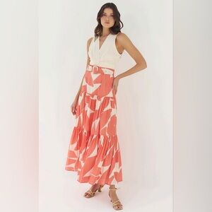NWT Hutch Teigan Skirt in Ivory Coral Lawn Fabric Size Small